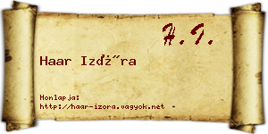 Haar Izóra névjegykártya